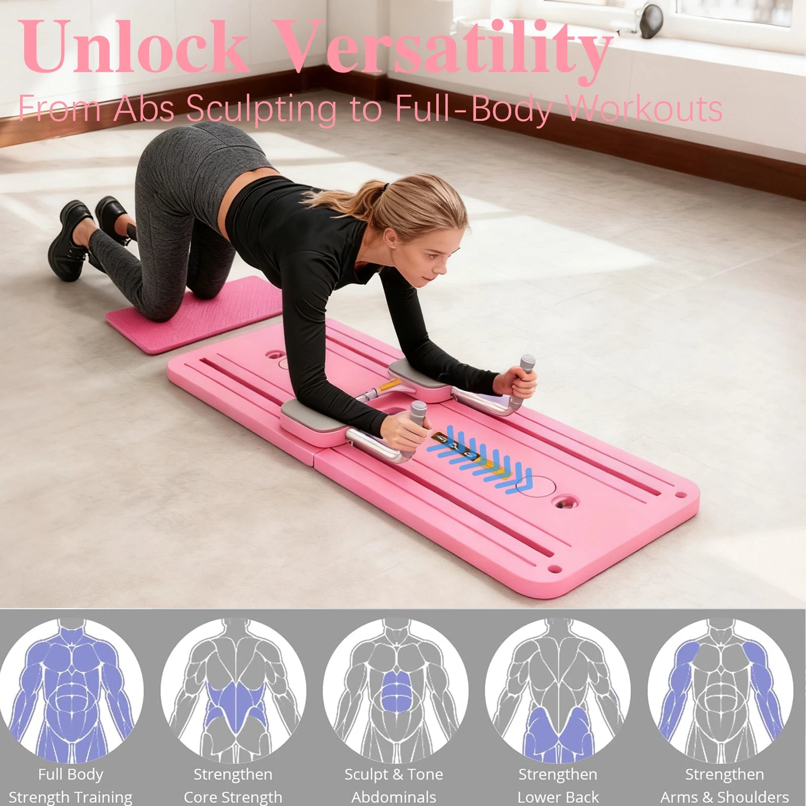 Multifunctional Fitness Plate Abdominal Board Push up Automatic Rebound Pilates Board Abdominal Board Exercise Push-Ups Stands